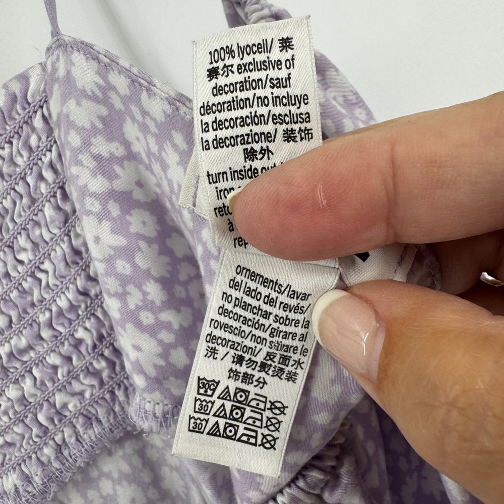 Victoria's Secret PINK Lavender Floral Babydoll Mini Dress Smocked Back Large - Picture 8 of 9